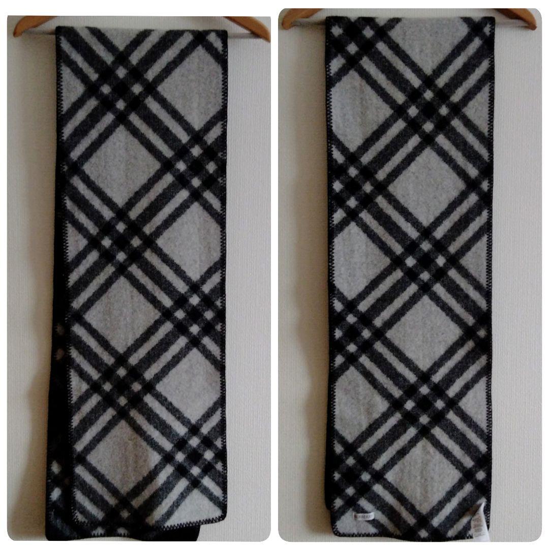 美品✨️BURBERRYウールスカーフ　ストール　マフラー黒×白