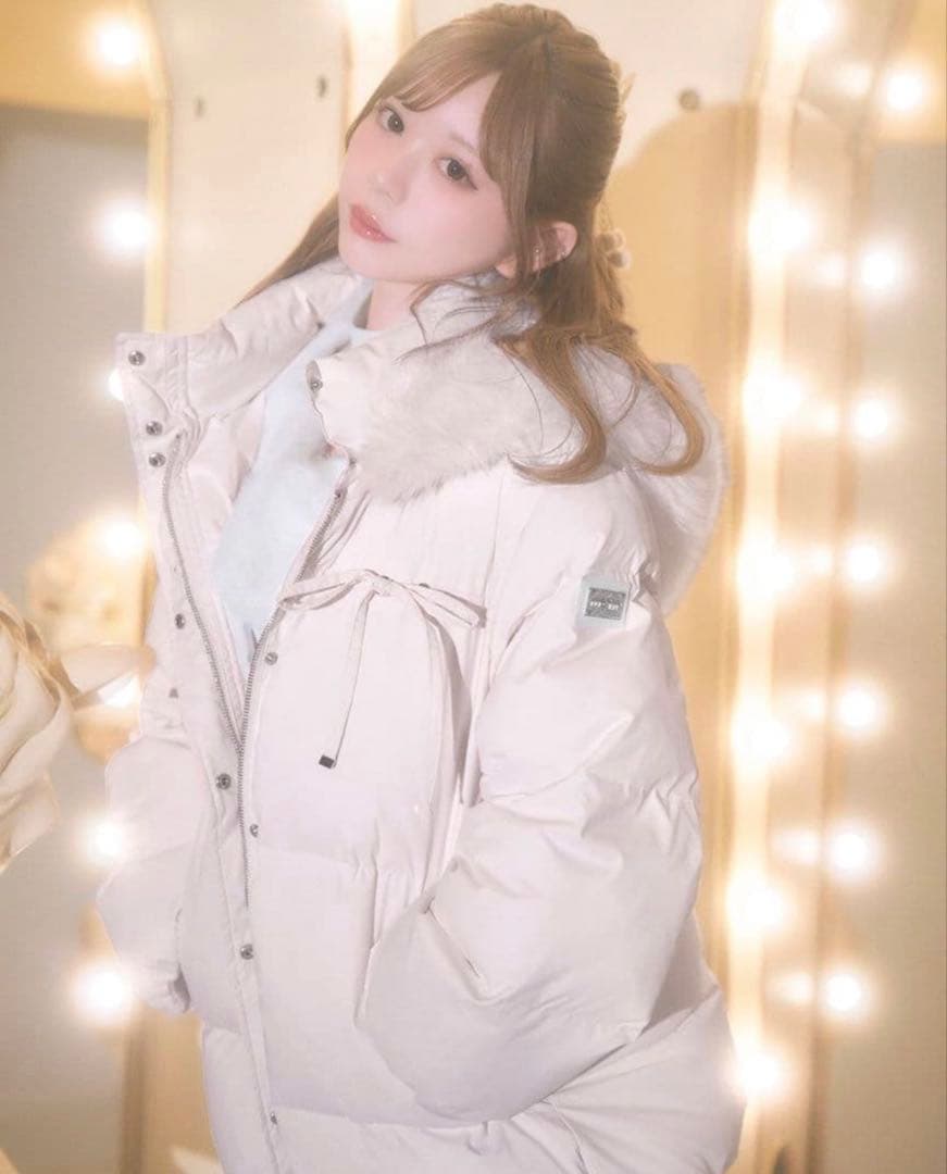 【完売品・新品】ミシェルマカロン ファーフードリボンダウンコート ピンク XS