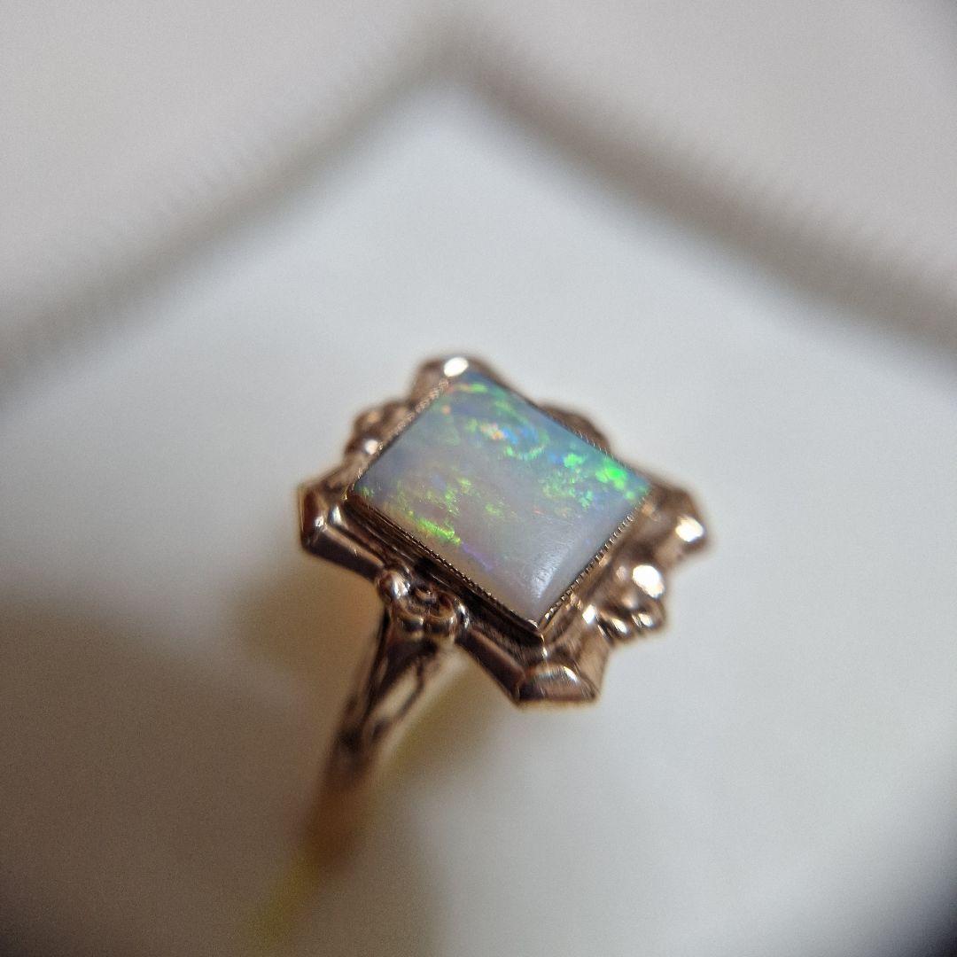 ヴィンテージ品 K10YG オパール スクエア リング