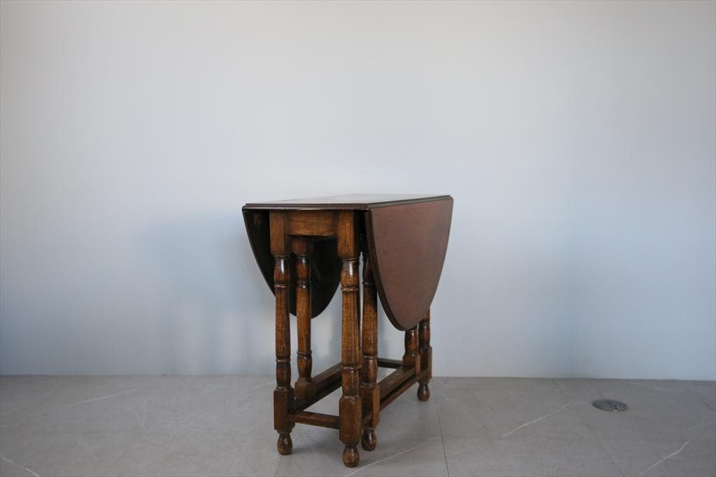 英国アンティーク木製ゲートレッグテーブル/ダイニング机バタフライ(92-158)