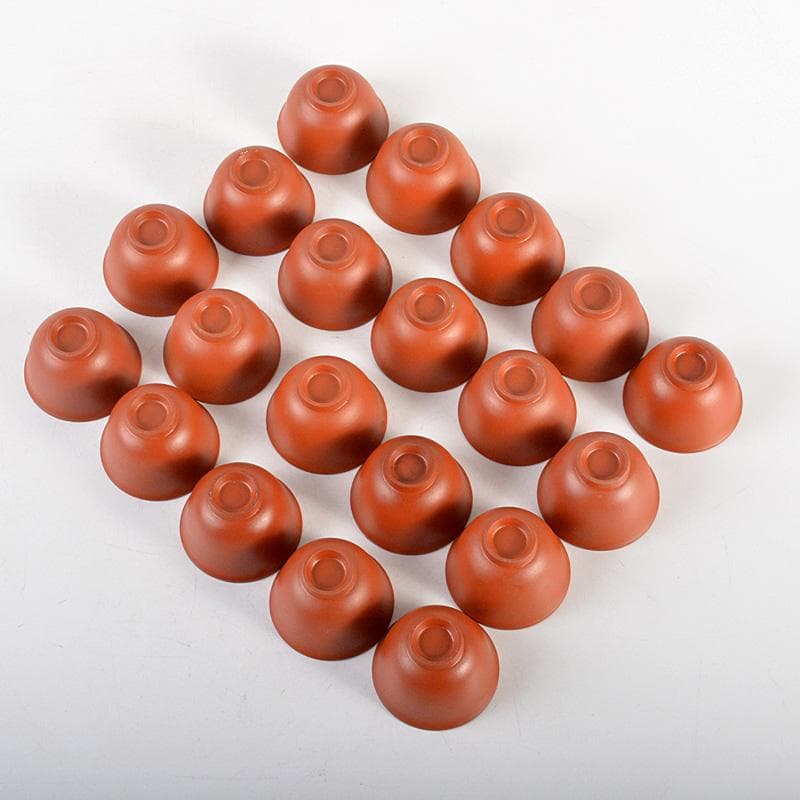 煎茶道具　紫砂　朱泥　内白釉　煎茶碗　20客まとめて　N　6285