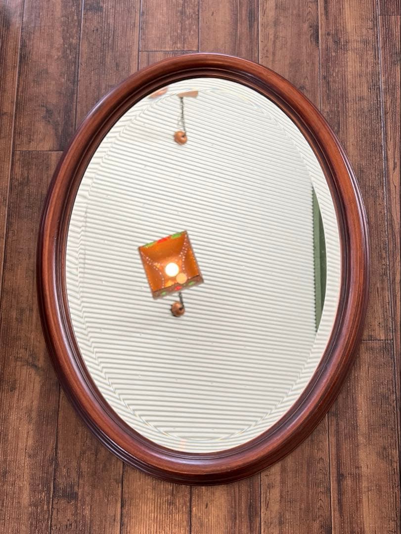 k584r121 イタリア製 クラシカルな木製ウォールミラー 壁掛け鏡 オーバル