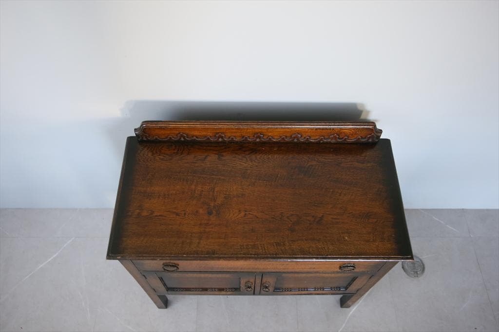 英国アンティーク木製カップボード/キャビネット/キッチン収納/飾り棚92-105