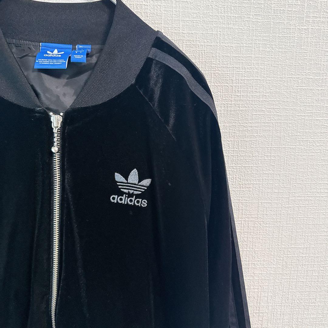 adidas originals ベロアトラックジャケット ブラック ベルベット
