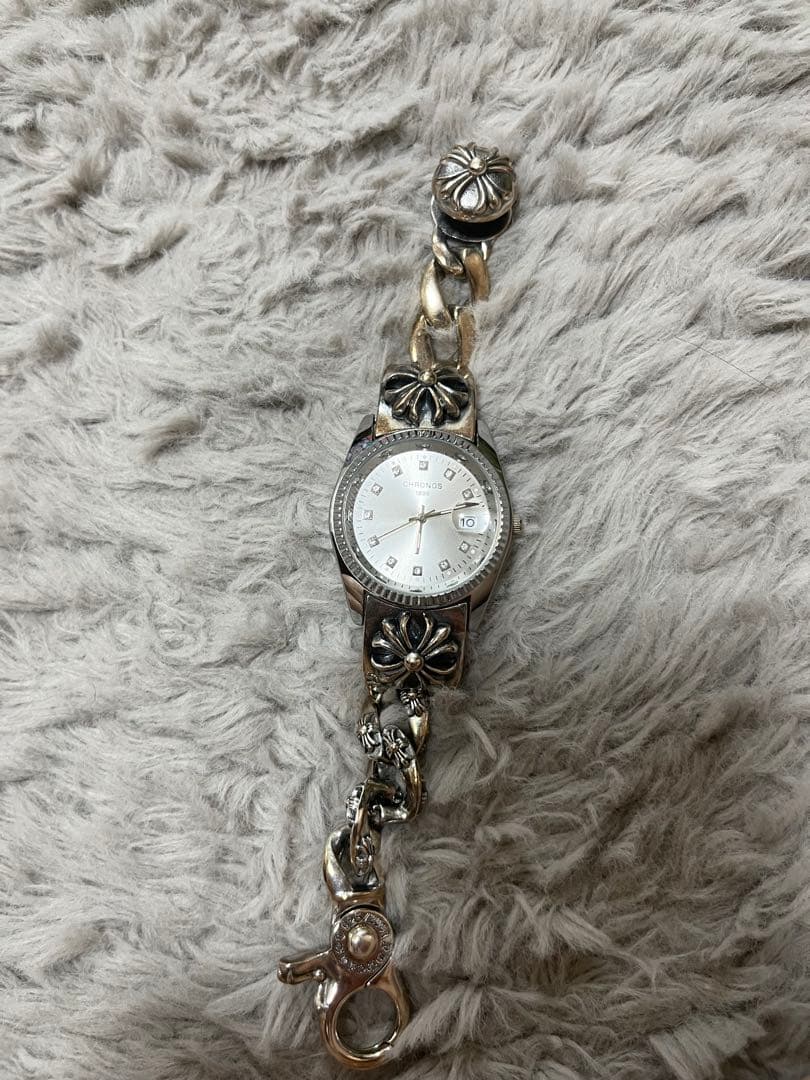 Watch　全花コマウォッチクラッシュウォッチ15cm ベルト925刻印