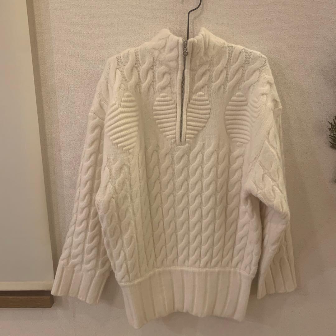 トップス ANDMARY Heart loose kint white