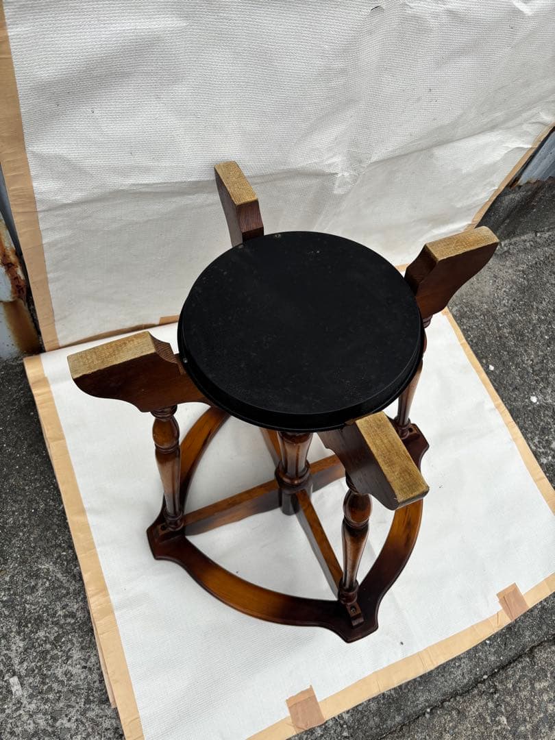 アンティーク なカリモク コロニアル　ポールハンガー　傘立て付き木製6フック