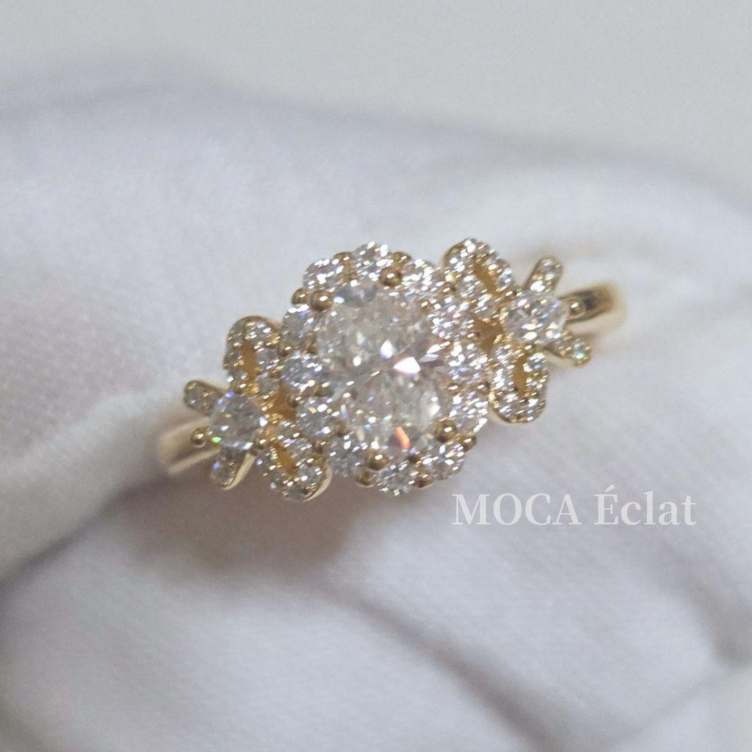 【椿さま お取り寄せ】モアサナイト リボンデザインリング 2ct オーバルカット