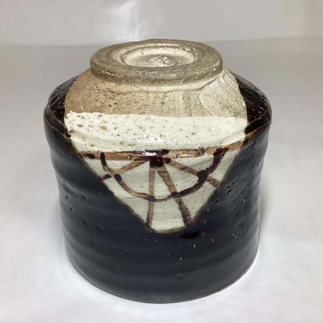 筒茶碗 黒 織部 紙箱入 茶道具 古物品