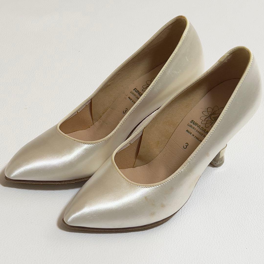 スーパダンスシューズ　ワイド3 ヒール7cm 訳あり　未使用　ホワイトサテン