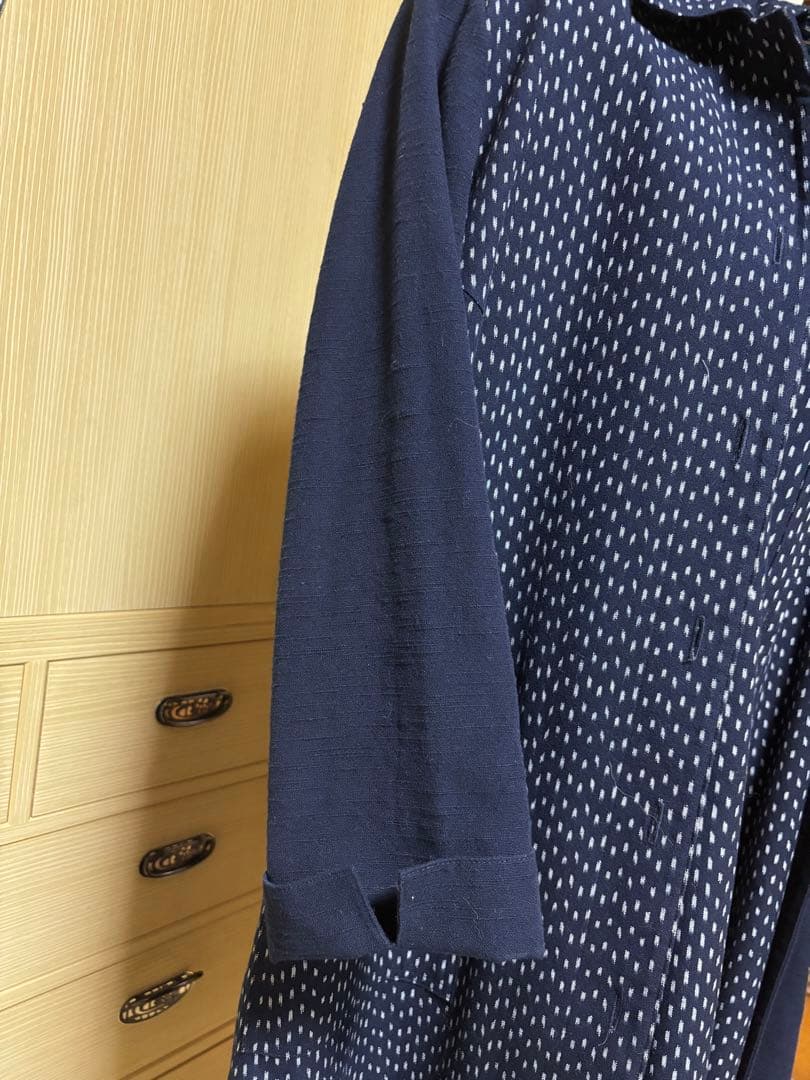 久留米絣 風ののおくりもの ネイビー ロングコート