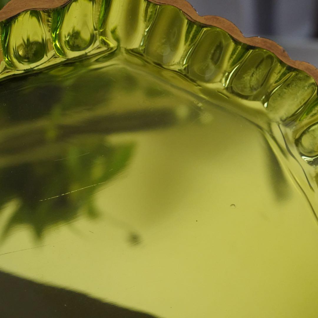 華麗なる オールド サンルイ 金彩 グリーン トレイ★アンティーク クリスタル★