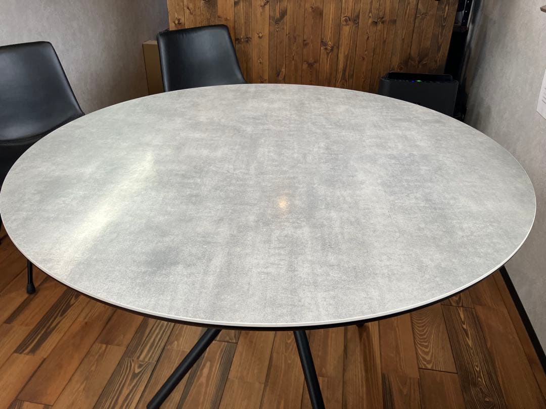 【セール】送料無料 セラミック 丸テーブル　110cm グレー インダストリアル