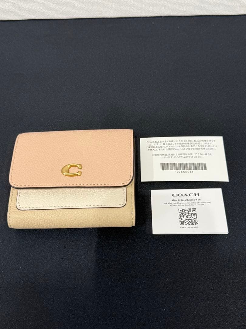 【新品未使用品】COACH 三つ折り財布 ソフトピンク