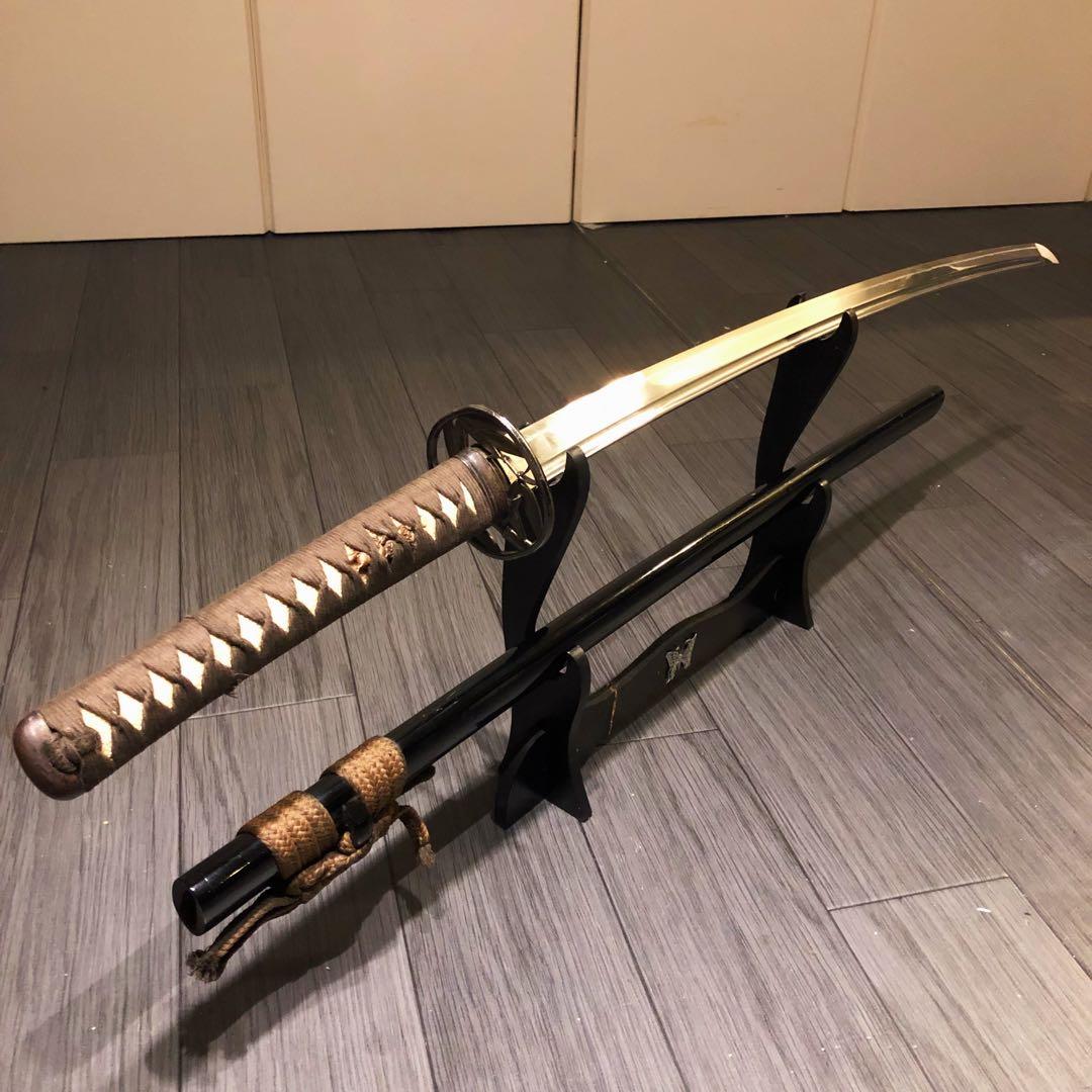 高級模造刀　樋有刀身 渋緑拵え　居合刀　太刀　本格模造刀