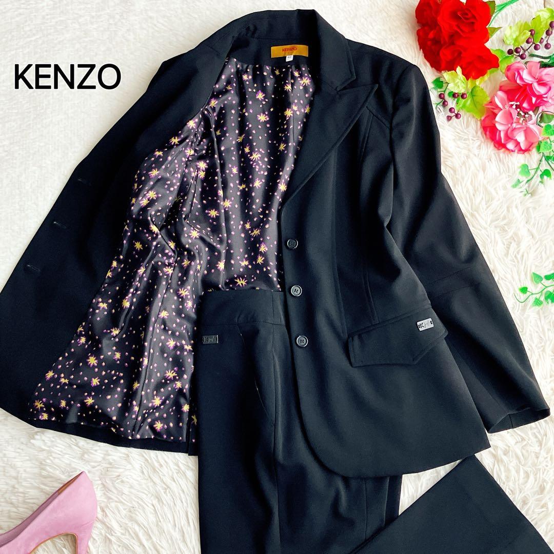 KENZOケンゾー★ストレッチ パンツスーツ セットアップ 総柄 ワイドフレア
