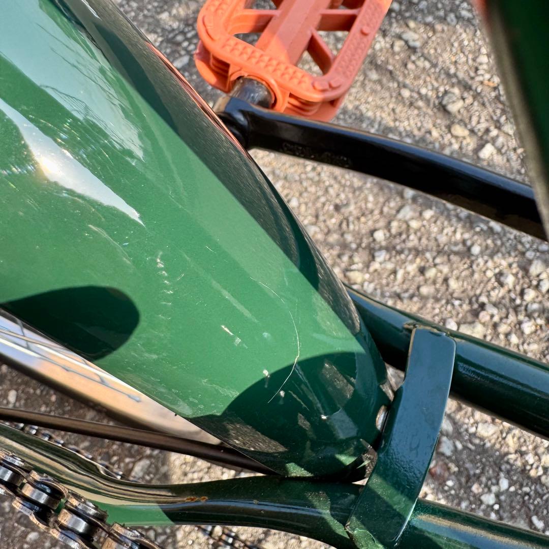 前カゴ付き 折りたたみ自転車 20インチ グリーン シマノ製ギア搭載