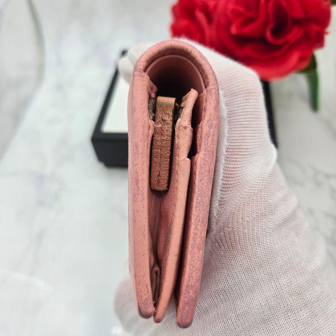 GUCCI グッチ 折り財布 財布 GG マーモント バンブー ピンク