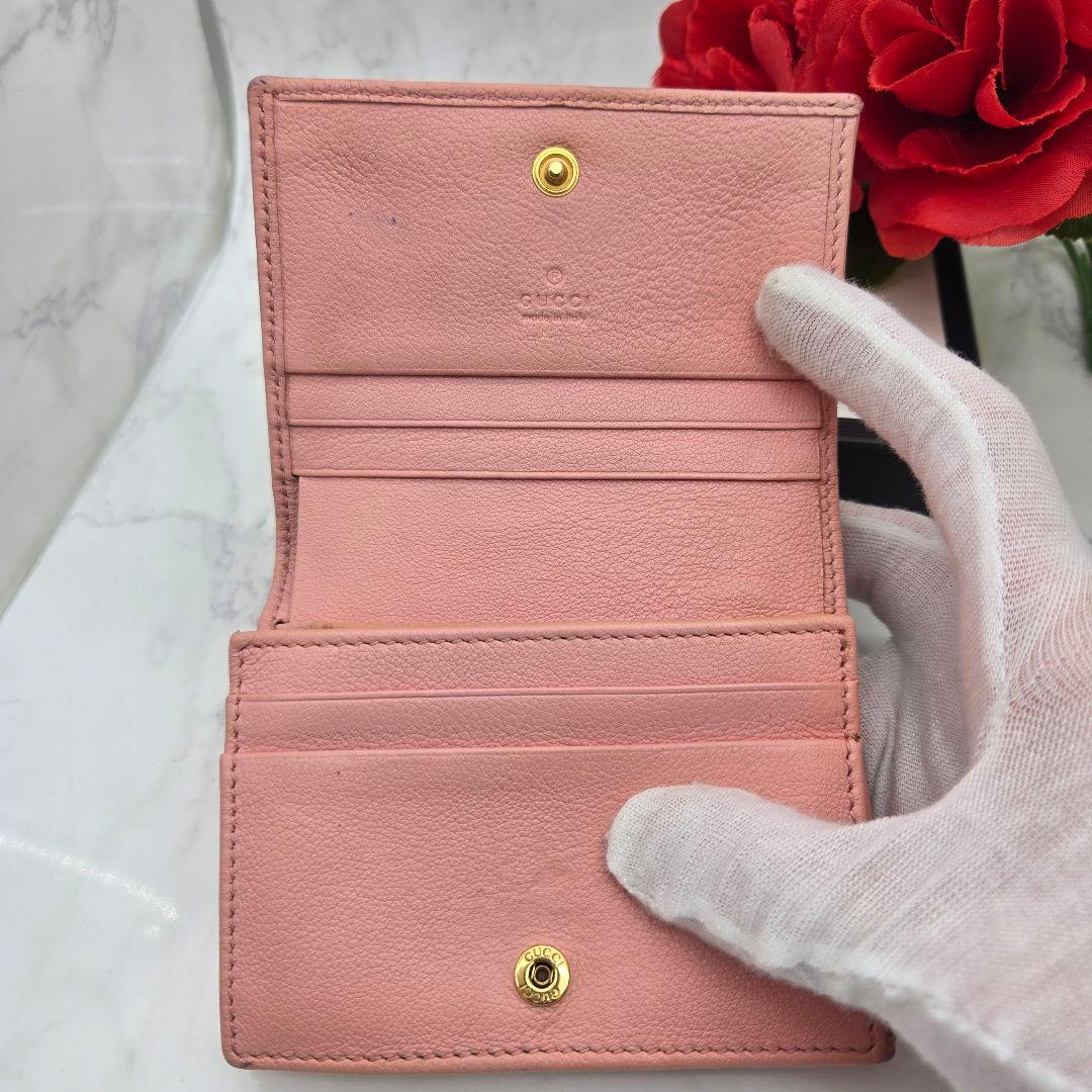 GUCCI グッチ 折り財布 財布 GG マーモント バンブー ピンク