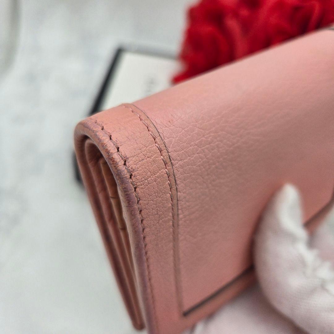 GUCCI グッチ 折り財布 財布 GG マーモント バンブー ピンク