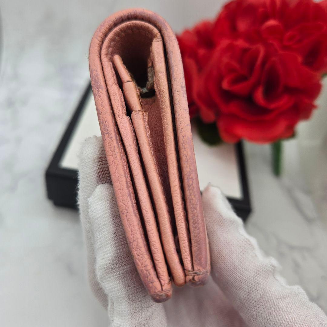 GUCCI グッチ 折り財布 財布 GG マーモント バンブー ピンク