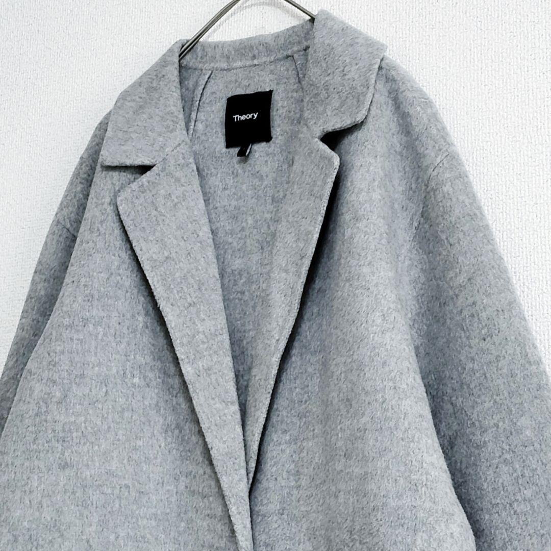 美品 theory ウールカシミヤ チェスターコート グレー S