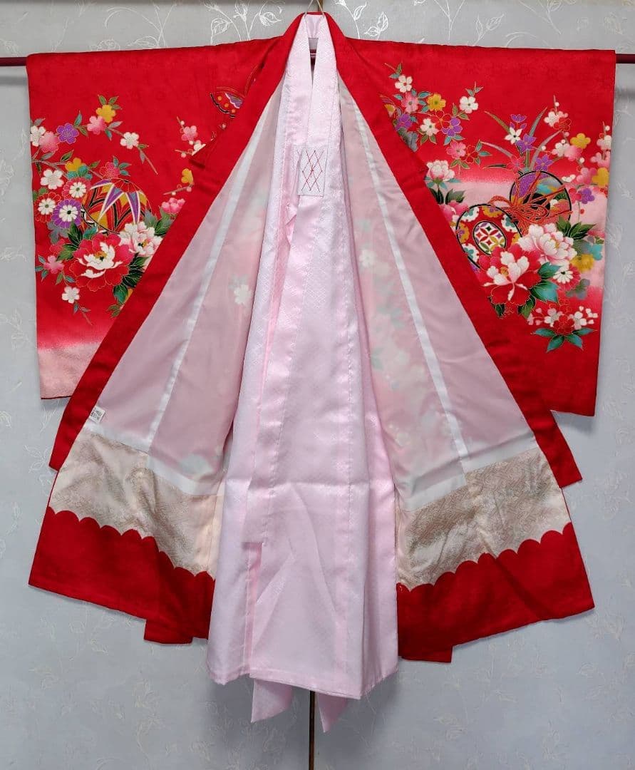 RK403アンティーク子供着物着丈98センチ裄丈46センチ3歳前後長襦袢付き綺麗