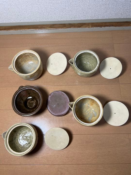 693 希少　虫明焼　備前焼　宝瓶　5客　未使用　　　有田焼