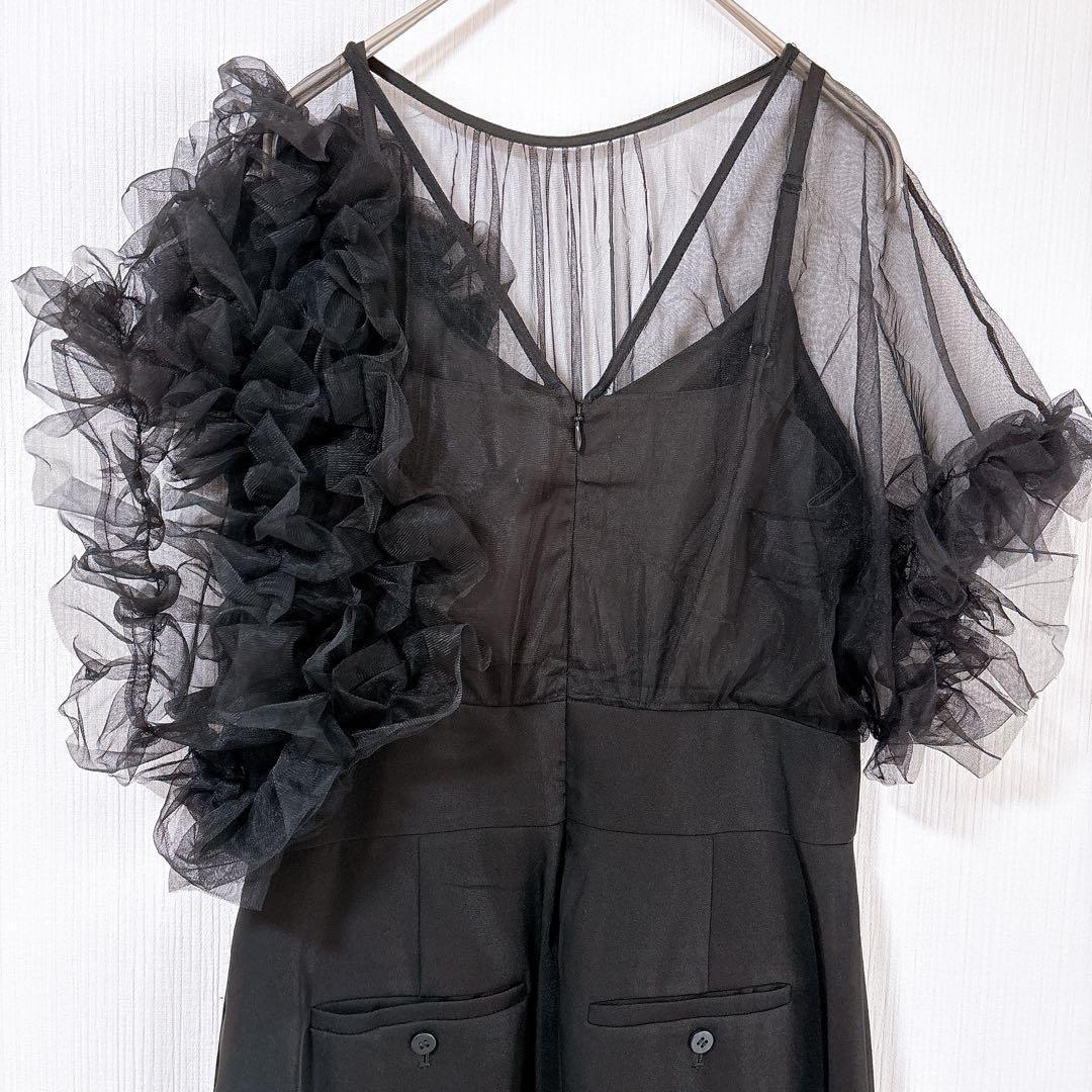 ラグナムーン　チュール　オールインワン　サロペット　パンツドレス　ブラック