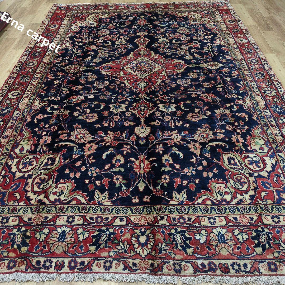 ペルシャ絨毯 330x200 手織り 美術品 草木染 ハマダン産クリーニング済み