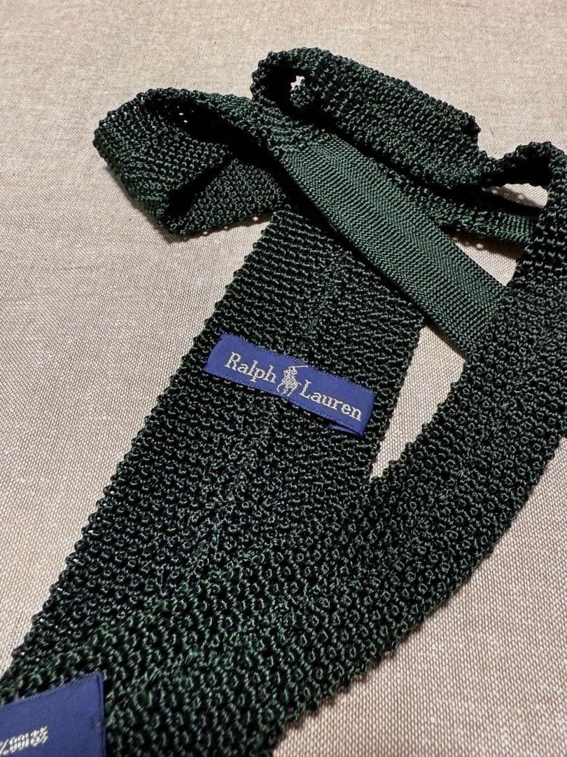 Ralph Lauren／ソリッドニットタイ／エンブレム／王冠／Italy製