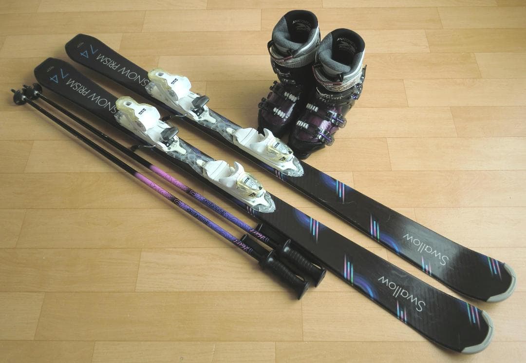 ■■送料無料■SWALLOW■女性用スキーセット■板142靴23.5■WAX済■