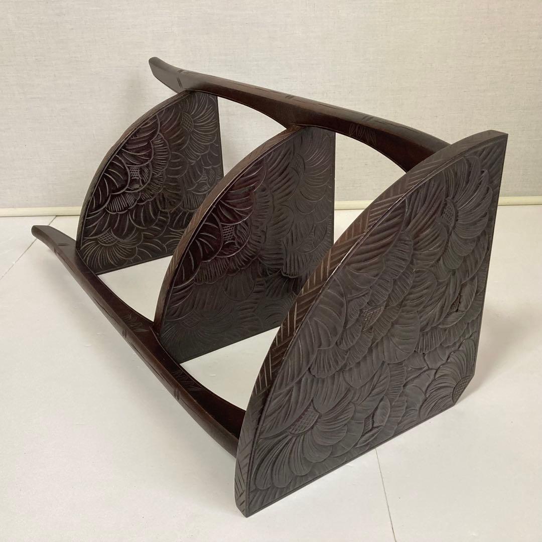 日光彫 飾り棚 置物棚 コーナーラック 花台 3段 木彫り 彫刻 木製 レトロ