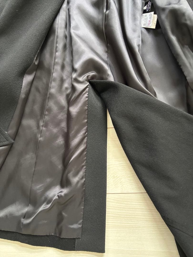 INED　カシミヤロングコート　ベルト付き　ブラック　11号　日本製　裏地付き