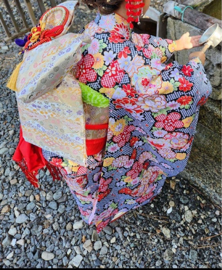 七五三着物一式★女の子　7歳　梅　作り帯