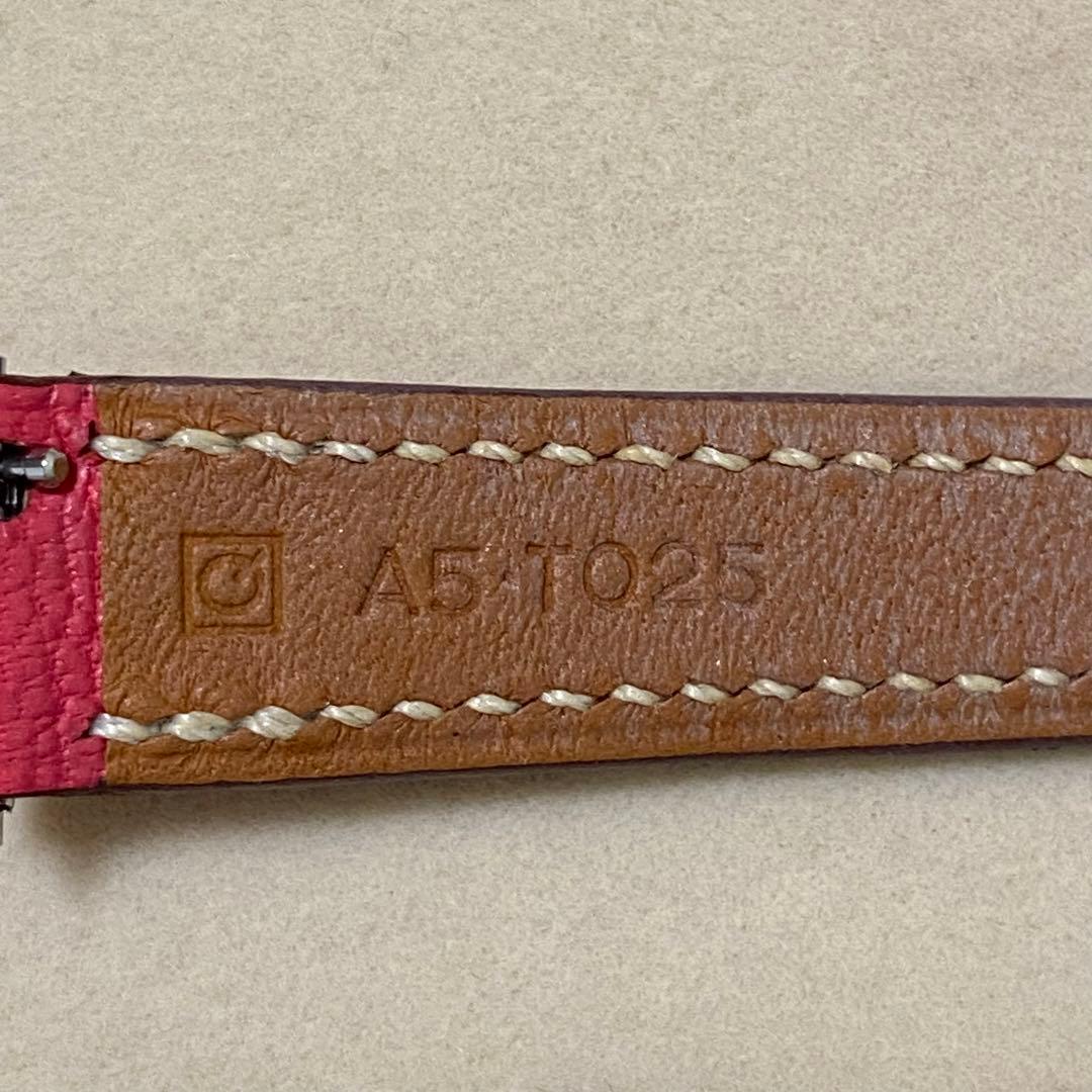 エルメス HERMES Hウォッチレザーベルト ゴールド金具 ピンク系