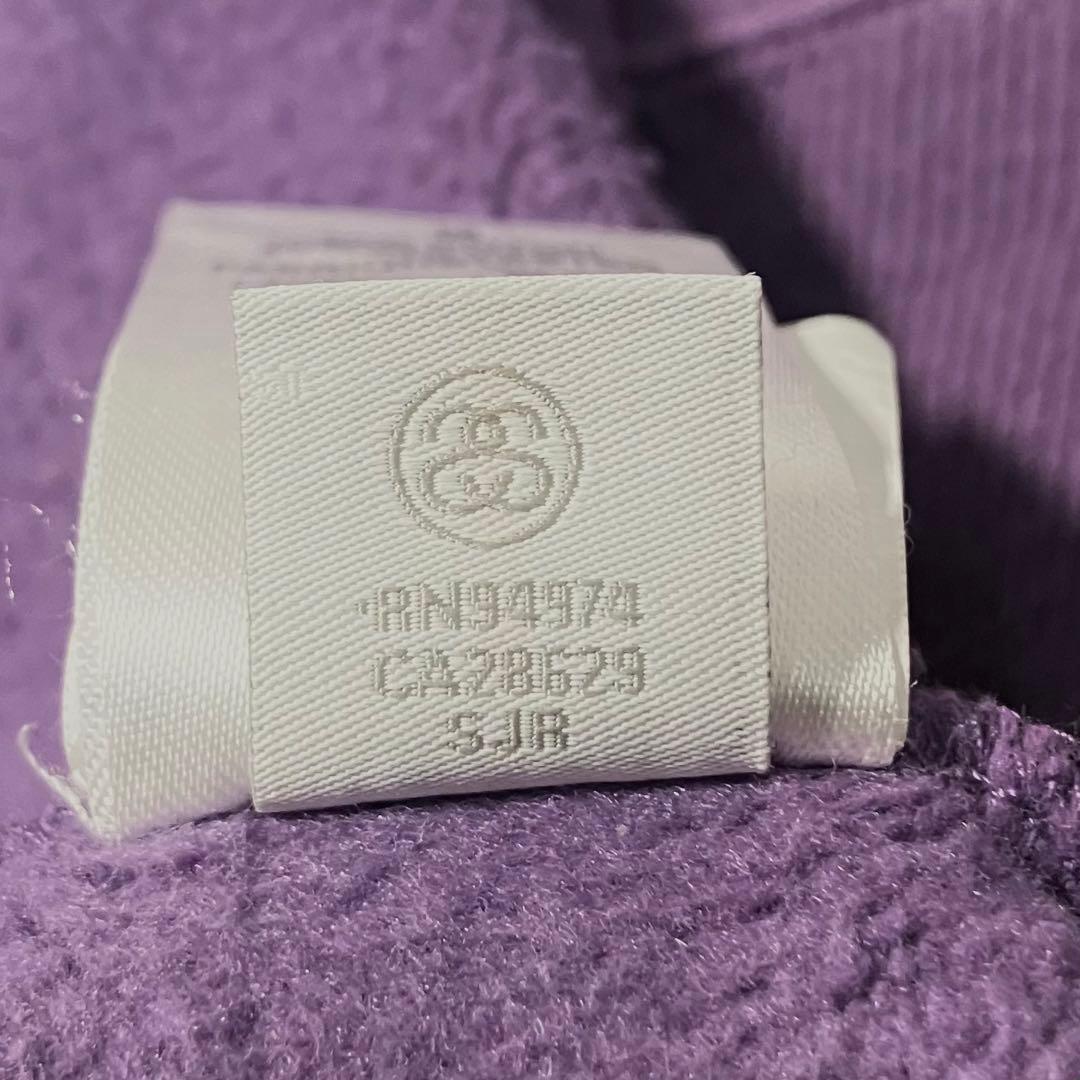 【鬼レア】ステューシー☆刺繍センターロゴスウェットパーカーM人気パープル