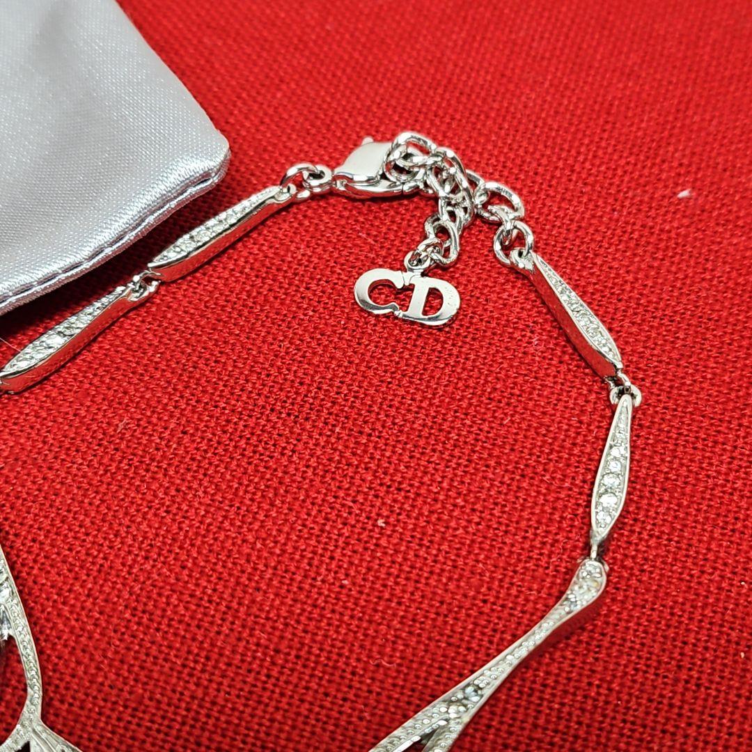Christian Dior ラインストーン リーフモチーフ ブレスレット