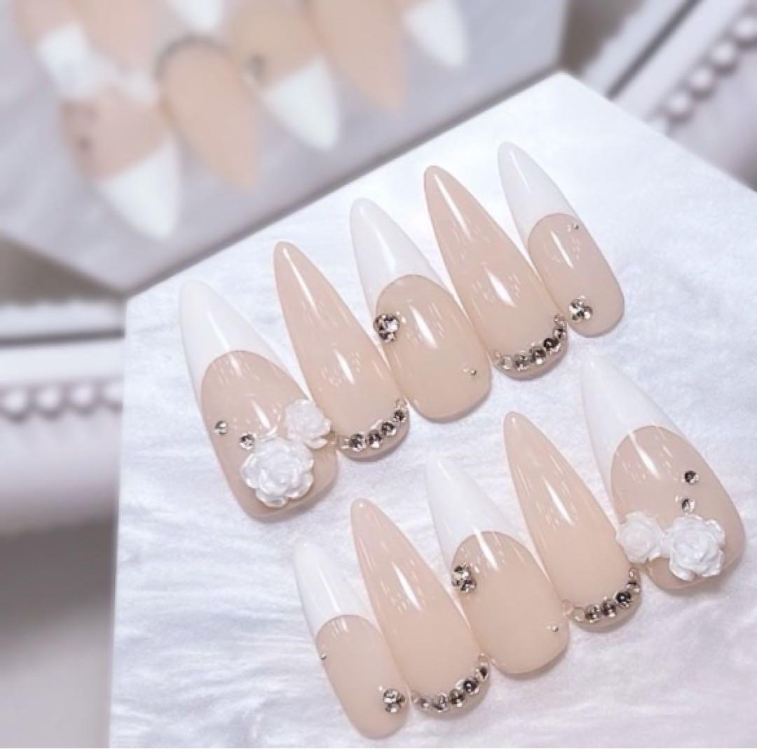 24日着♥ ネイルパーツ ネイルチップ 韓国 ワンホン 量産型 シンプル 地雷