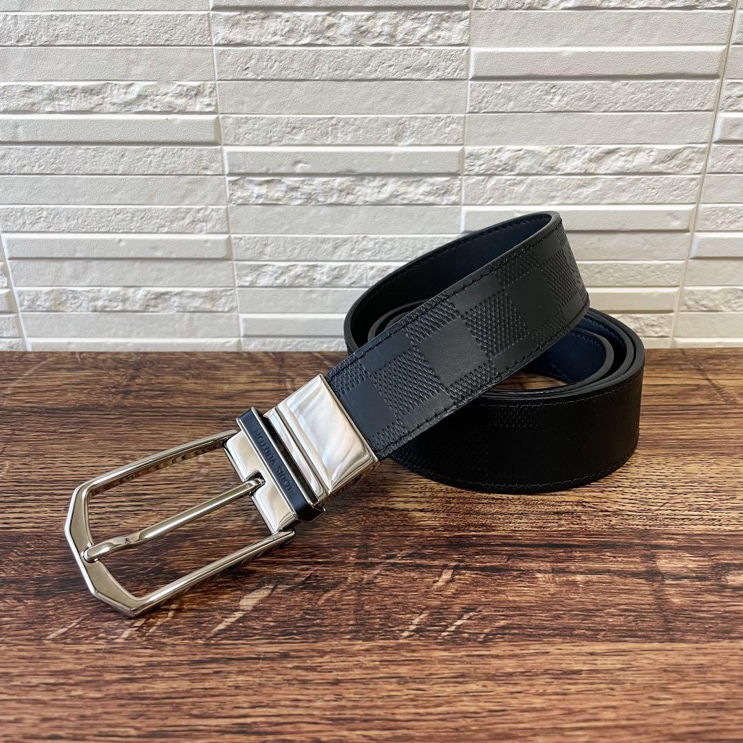 良品 ルイヴィトン ダミエ アンフィニ サンチュール ベルト ブラック