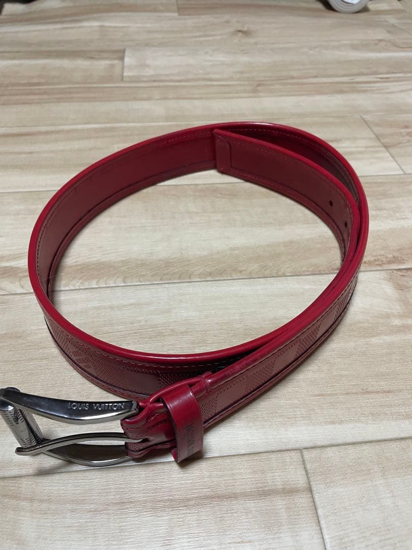 正規品Louis Vuitton 赤 モノグラム ベルト メンズ