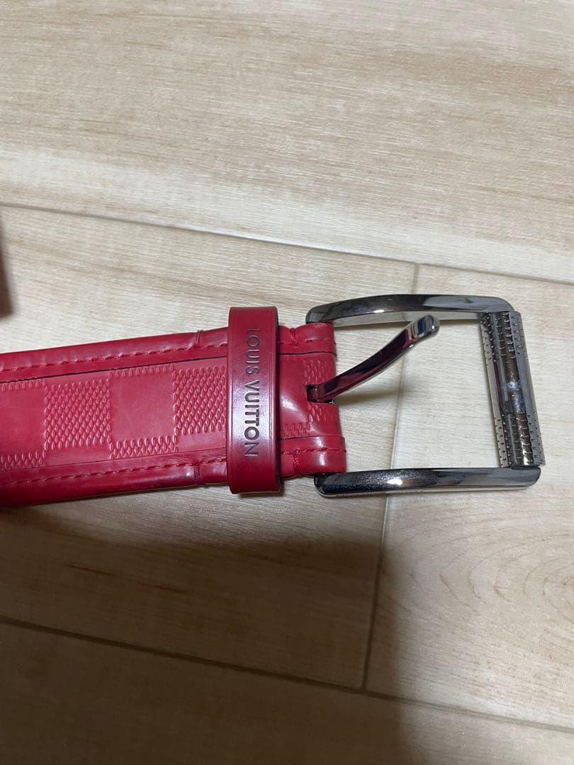 正規品Louis Vuitton 赤 モノグラム ベルト メンズ