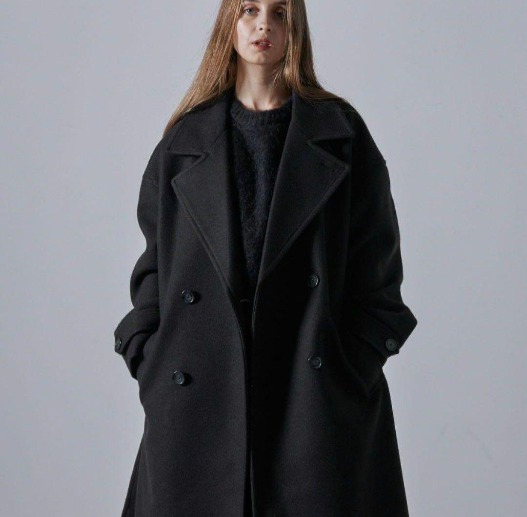 完売品【CLEL】ダブルチェスターコート 黒 Lサイズ 24AW