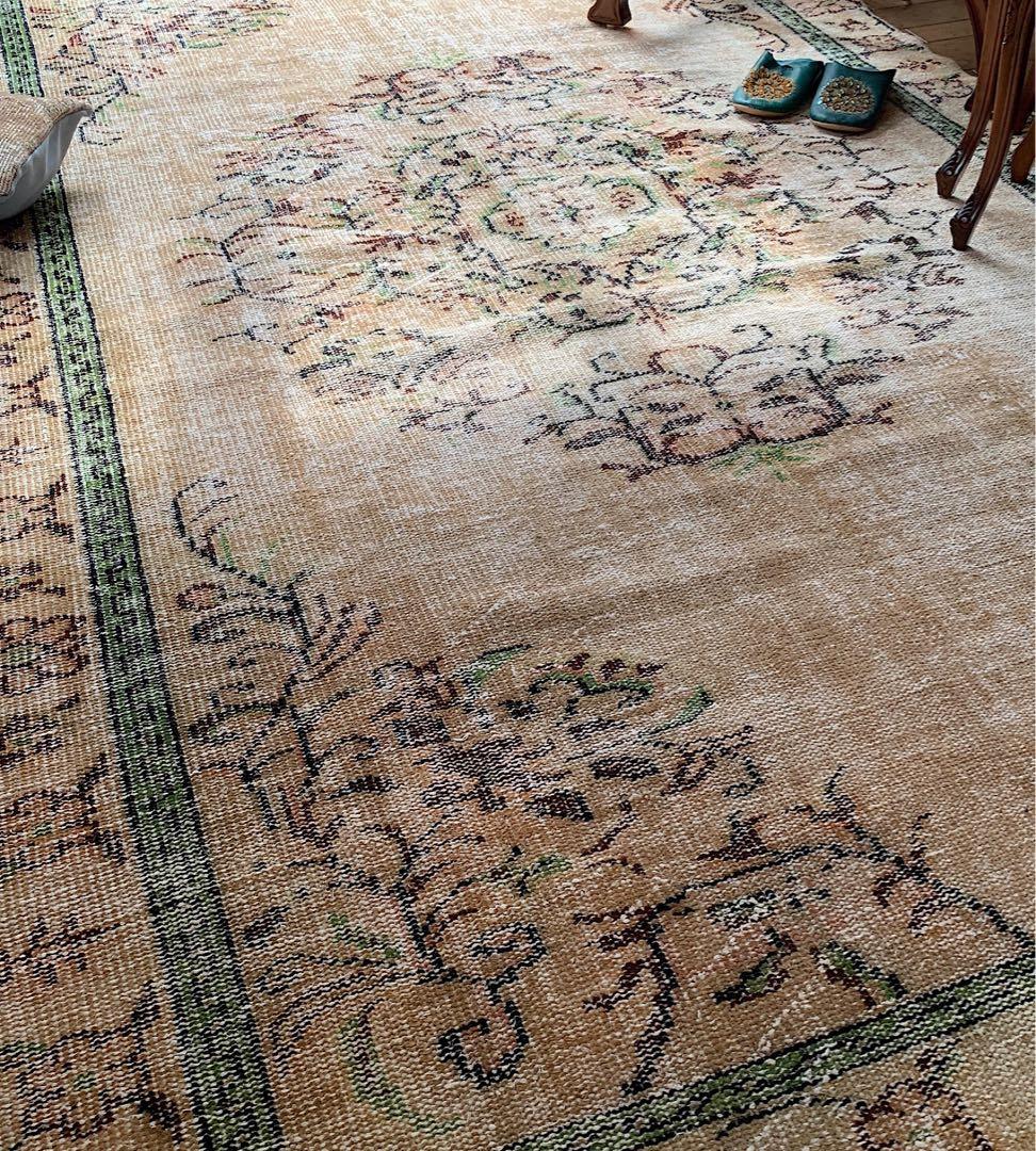 特大　超大判　カーキベージュ　　271×168 トルコヴィンテージラグ