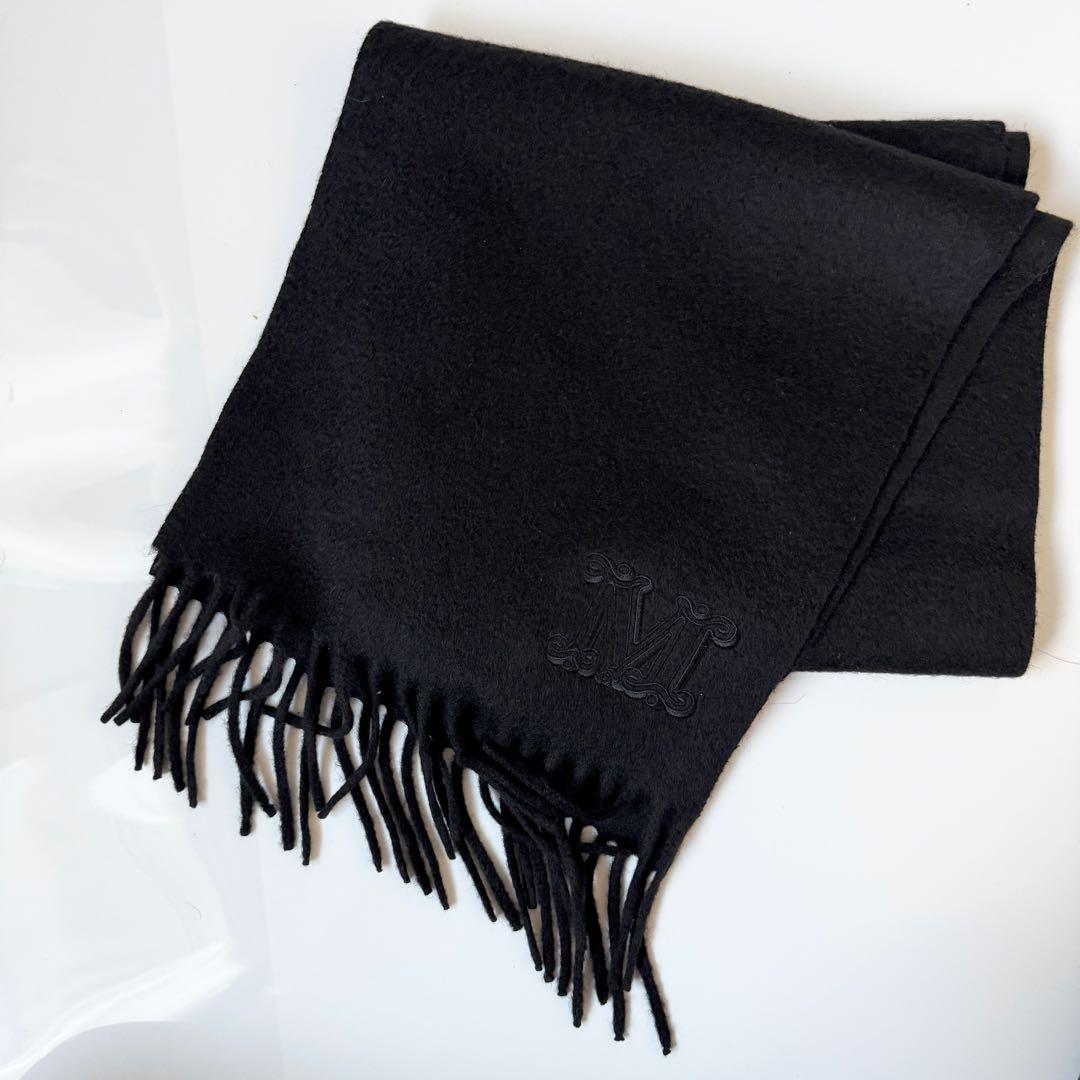 MaxMara マックスマーラ マフラー カシミヤ　ブラック　黒　レディース