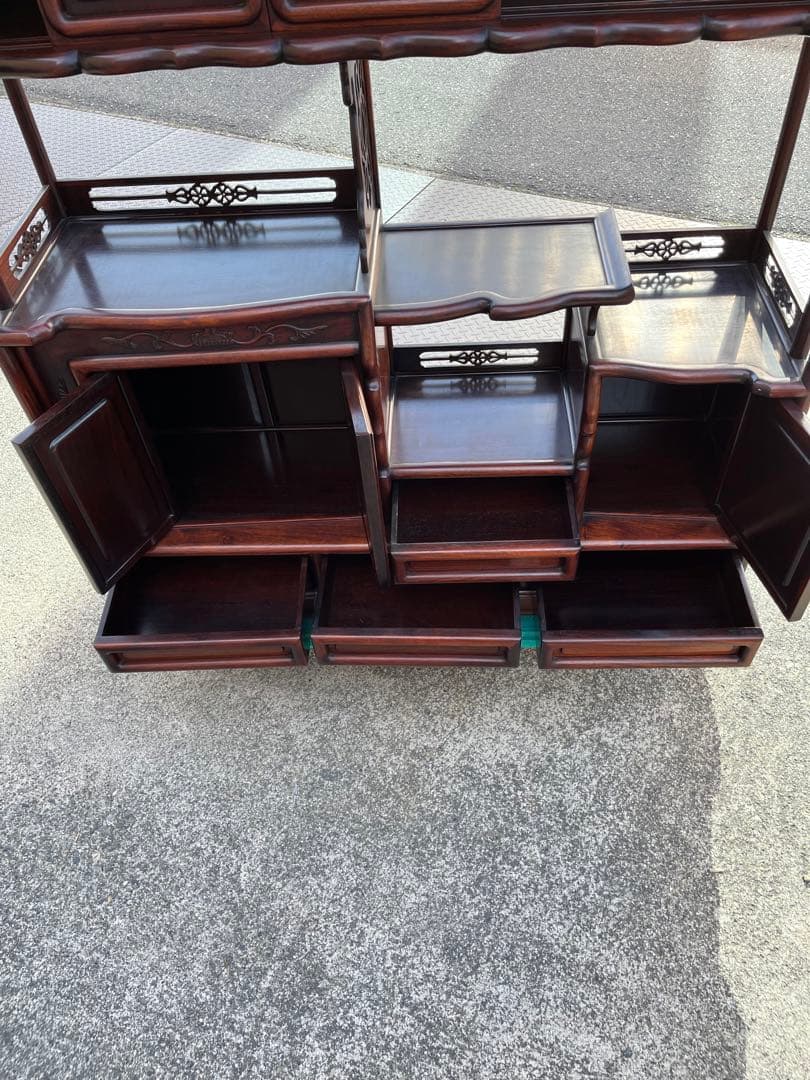 愛知岐阜/送料込★高級 花梨　収納棚 骨董品 飾り棚 茶箪笥 唐木 幅121㎝