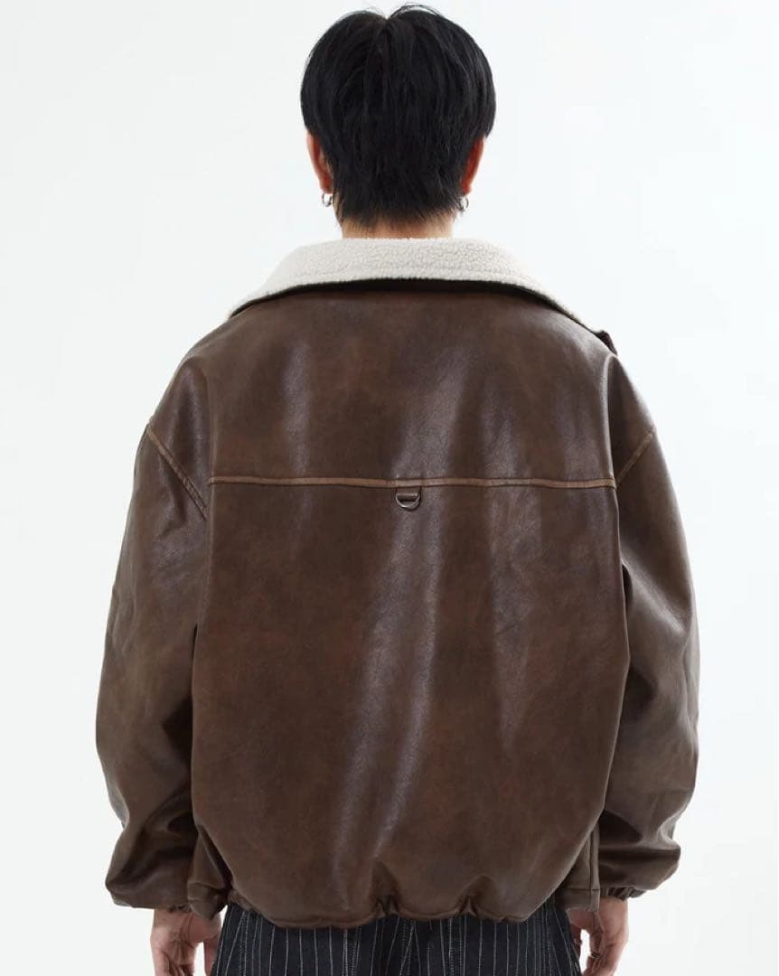 リバーシブルPUレザージャケット L2084 L (brown) 地底人