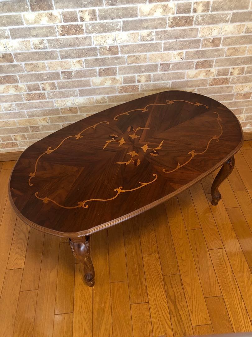 イタリア製 象嵌 センターテーブル ローテーブル 猫脚 アンティーク