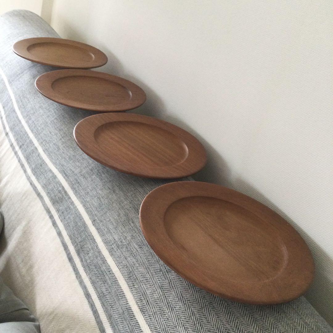 アンティークチークプレート　4枚セット