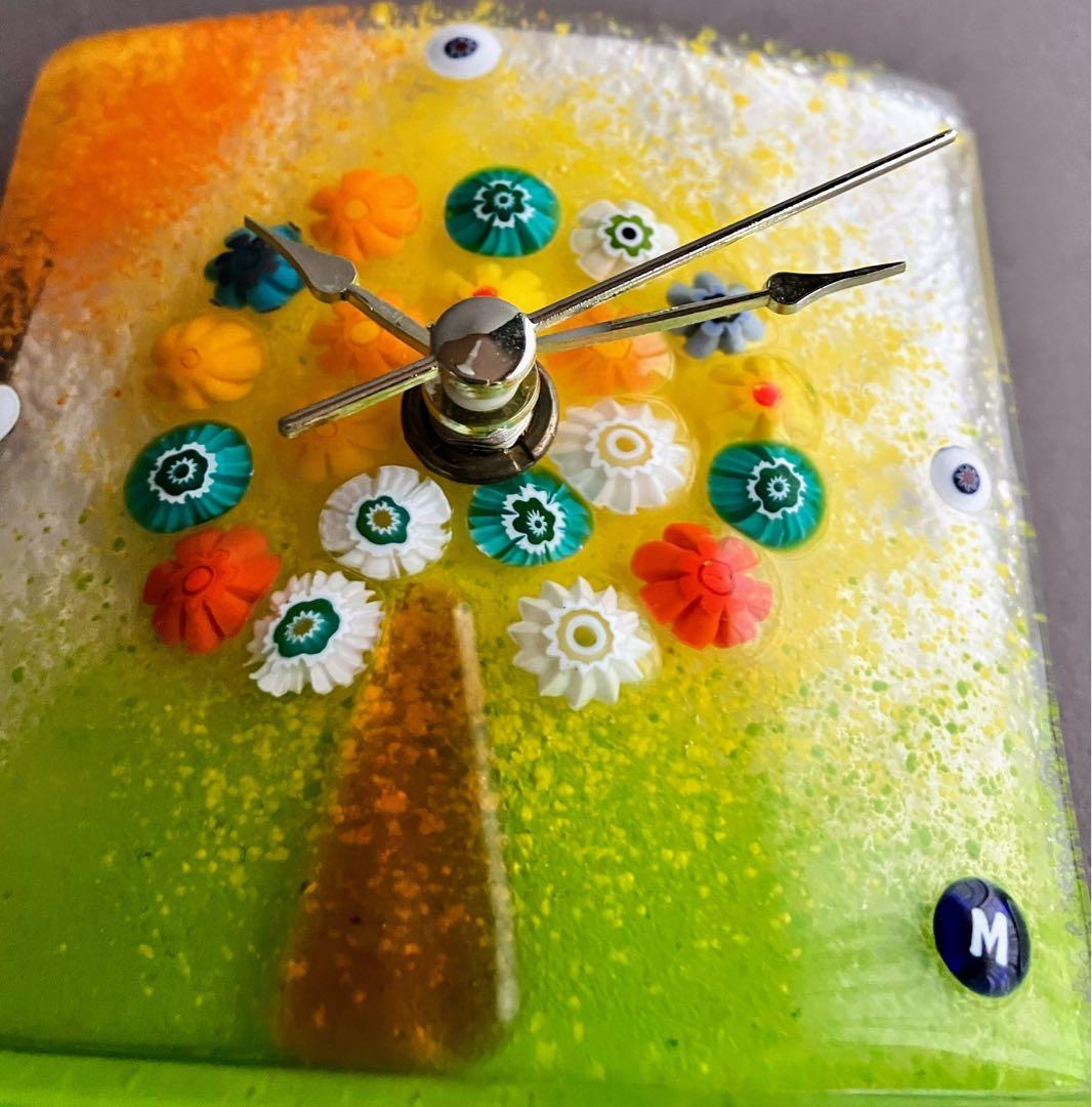 ムラーノ ミルフィオリ 生命の木 置時計 台座付き ベネチアングラス